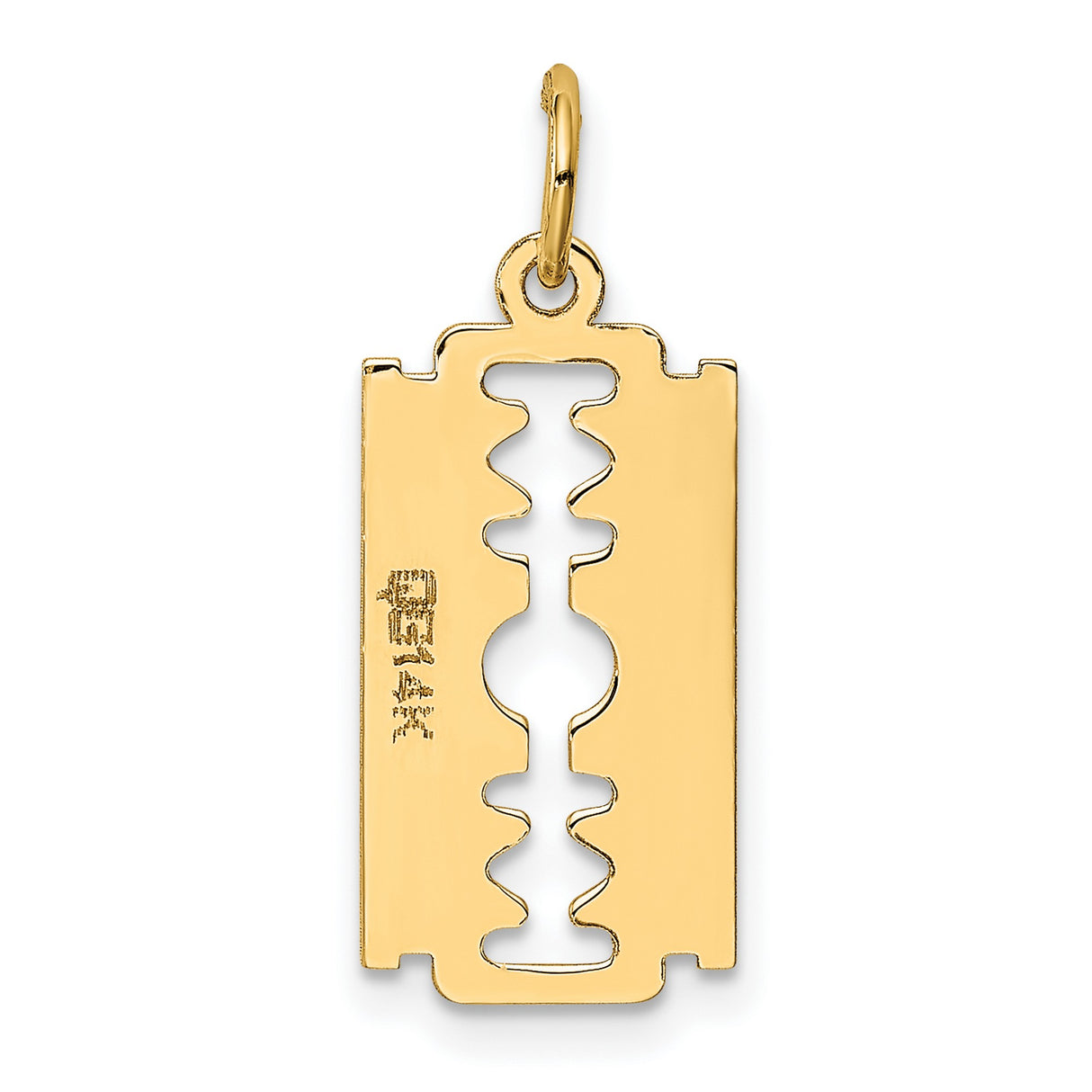 10k Yellow Gold Razor Blade Pendant, Polished Urban Streetwear Style for Men or Unisex