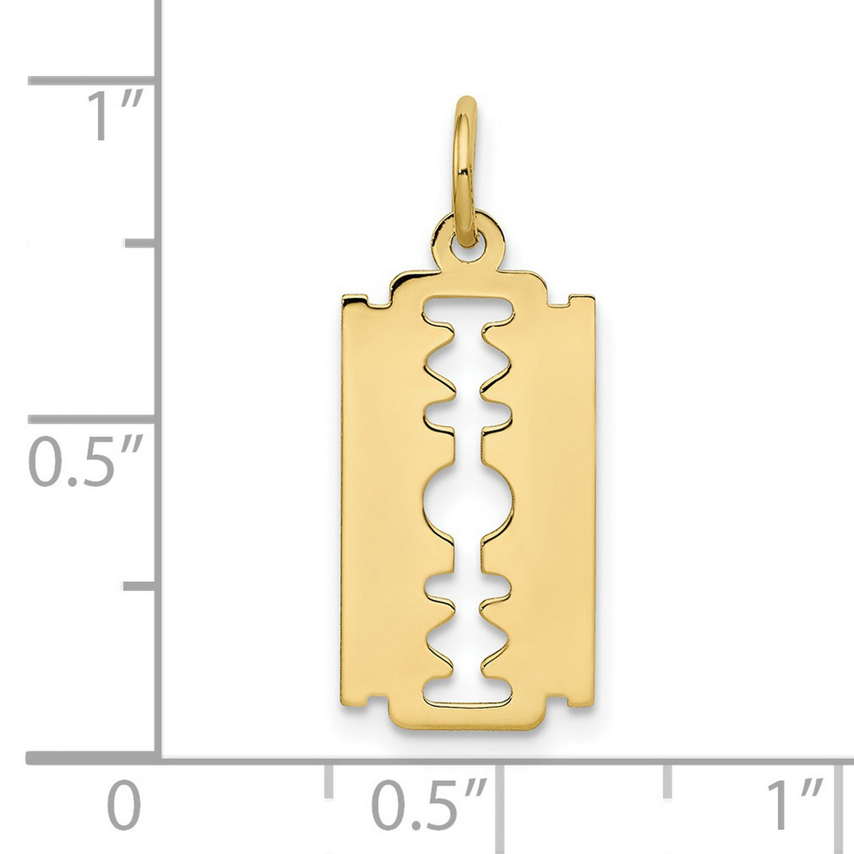 10k Yellow Gold Razor Blade Pendant, Polished Urban Streetwear Style for Men or Unisex
