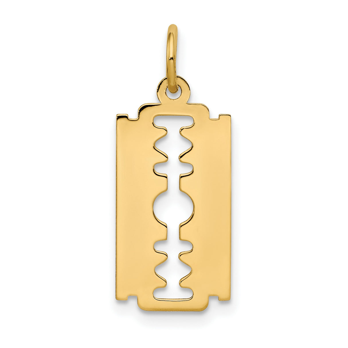 10k Yellow Gold Razor Blade Pendant, Polished Urban Streetwear Style for Men or Unisex
