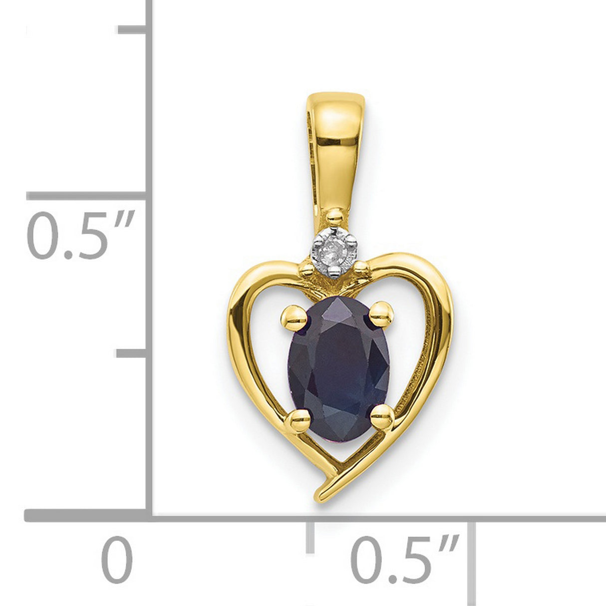 Diamond and Sapphire Charm Pendant in Real 10k Yellow Gold