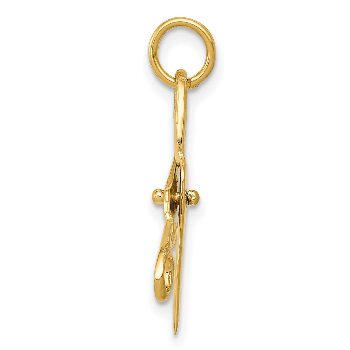 10k Yellow Gold Scissors Charm Pendant with Moveable Blades, Symbolic Jewelry for Stylists or Sewers