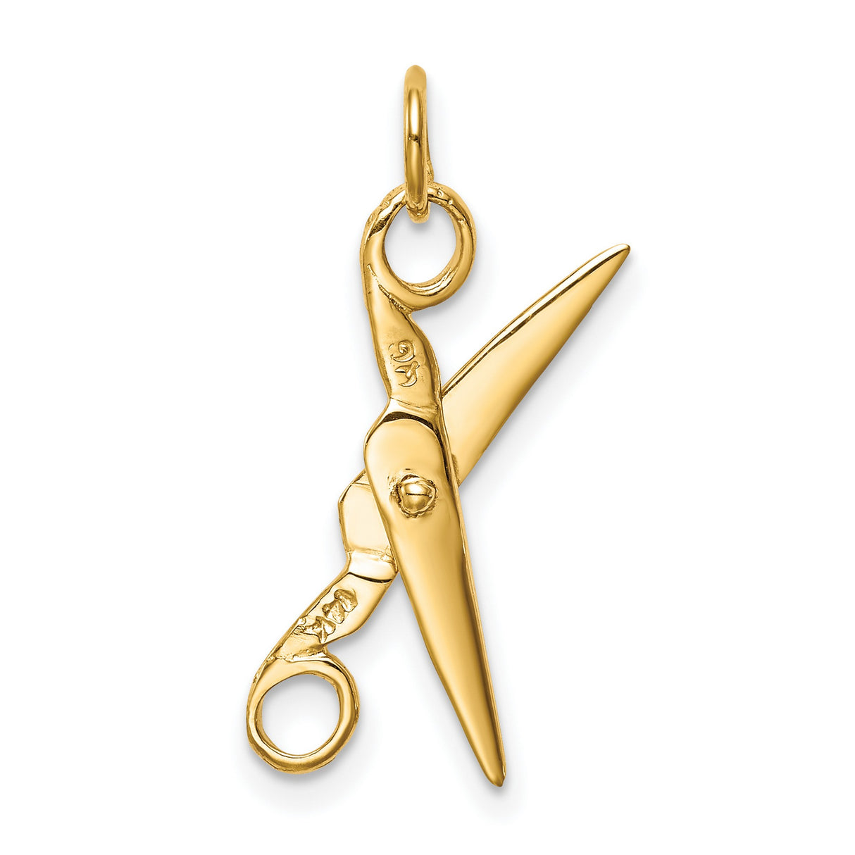 10k Yellow Gold Scissors Charm Pendant with Moveable Blades, Symbolic Jewelry for Stylists or Sewers