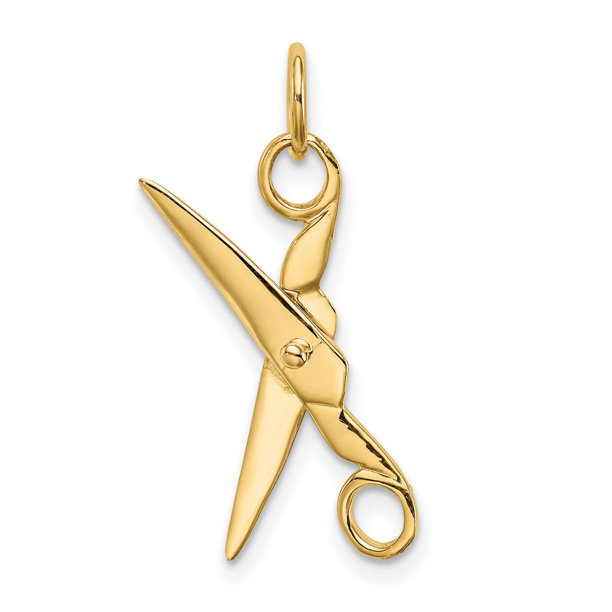 10k Yellow Gold Scissors Charm Pendant with Moveable Blades, Symbolic Jewelry for Stylists or Sewers