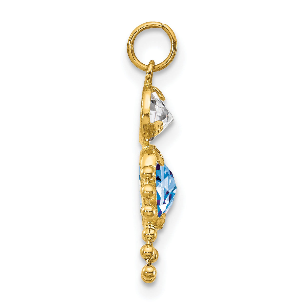 10k Yellow Gold Boy-Shaped Pendant with Synthetic Blue Birthstone and Clear Head Stone