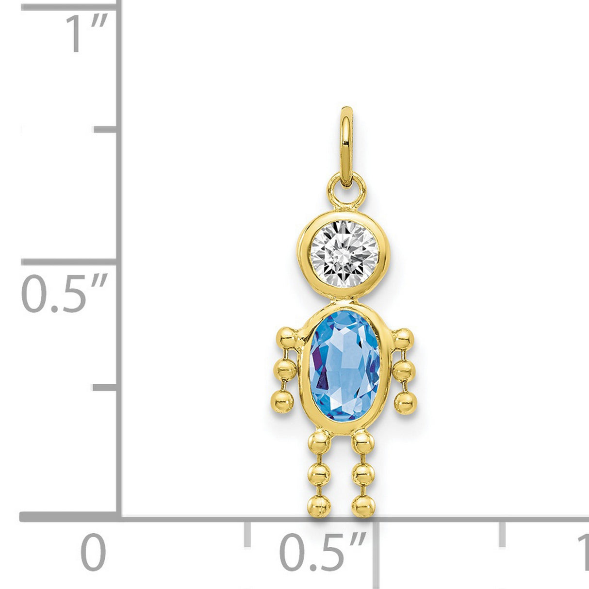 10k Yellow Gold Boy-Shaped Pendant with Synthetic Blue Birthstone and Clear Head Stone