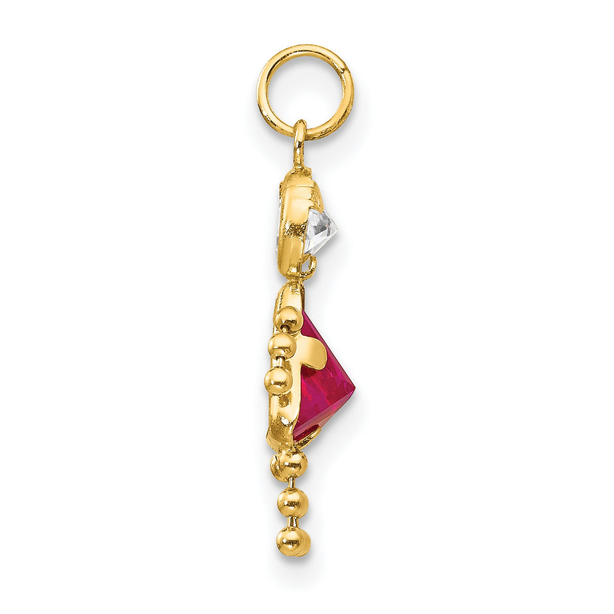 10k Yellow Gold Girl Shaped Pendant with Synthetic Birthstones, Beaded Arms and Legs Charm