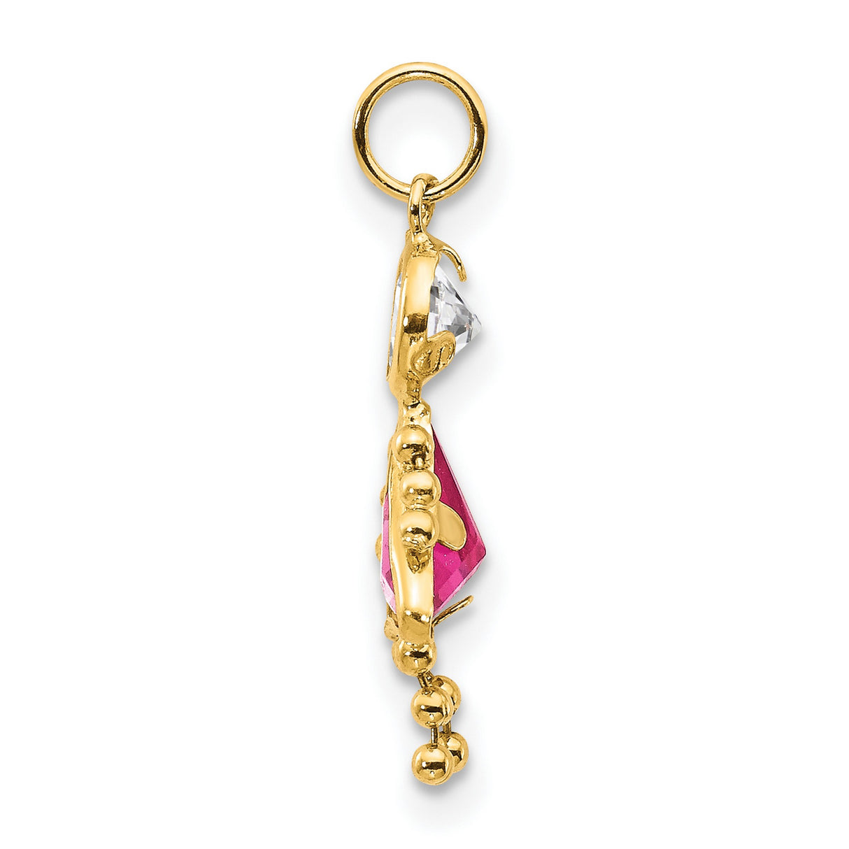 10k Yellow Gold Pendant with Synthetic Birthstone Girl Shape, Family Themed Jewelry Charm
