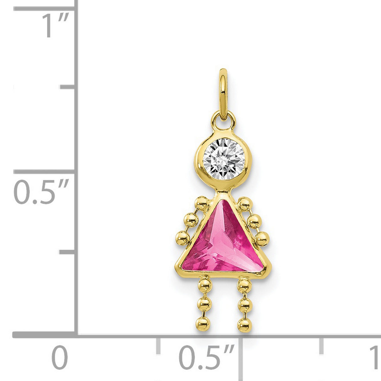 10k Yellow Gold Pendant with Synthetic Birthstone Girl Shape, Family Themed Jewelry Charm