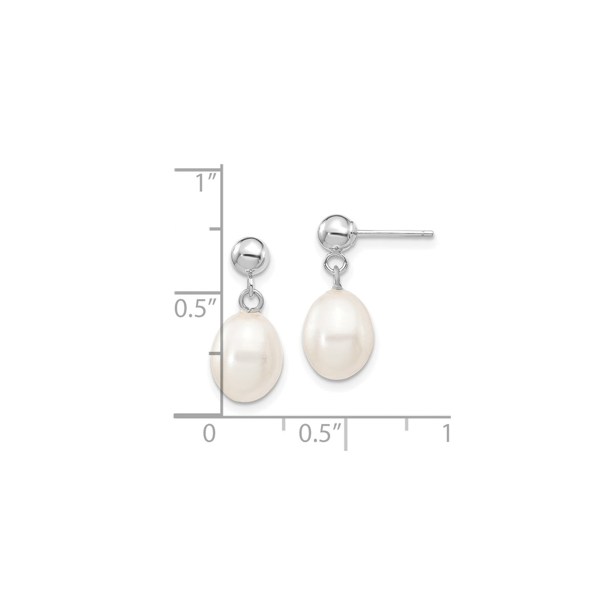 10k White Gold Dangle Earrings with Freshwater Cultured Pearls, Classic Drop Style
