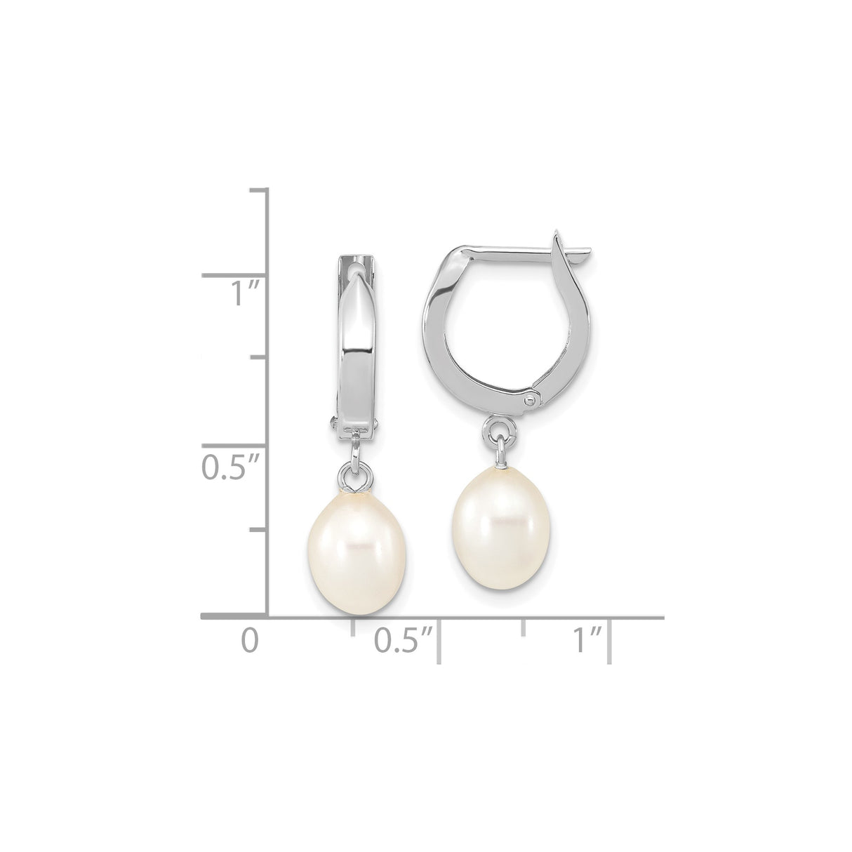 10k White Gold Drop Earrings with Teardrop Freshwater Pearls, Dangle Design
