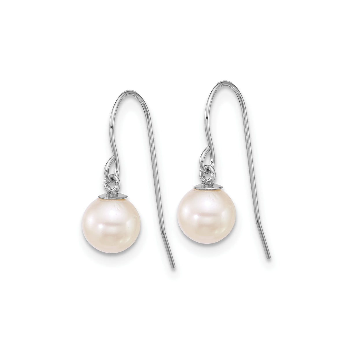 10k White Gold Dangle Earrings with Freshwater Cultured Pearls, Hook Style Drop Design