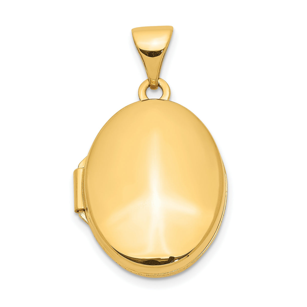 10k Yellow Gold Oval Locket Pendant with Polished Smooth Finish for Women