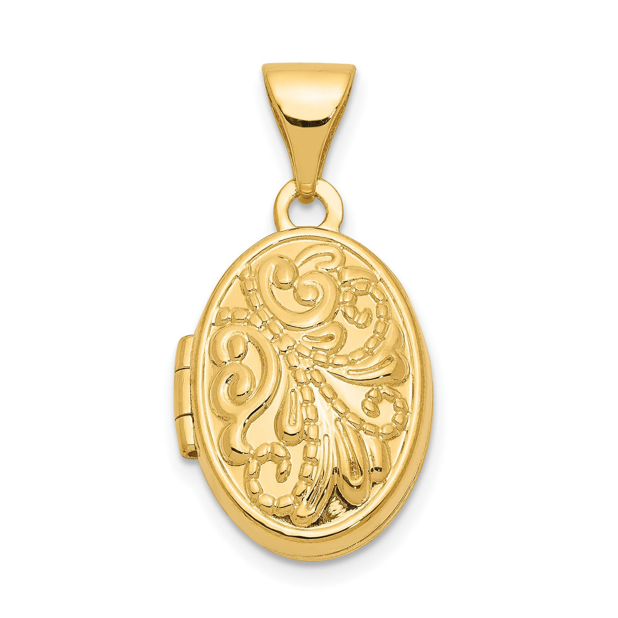 10k Yellow Gold Locket Pendant with Floral Design for Women