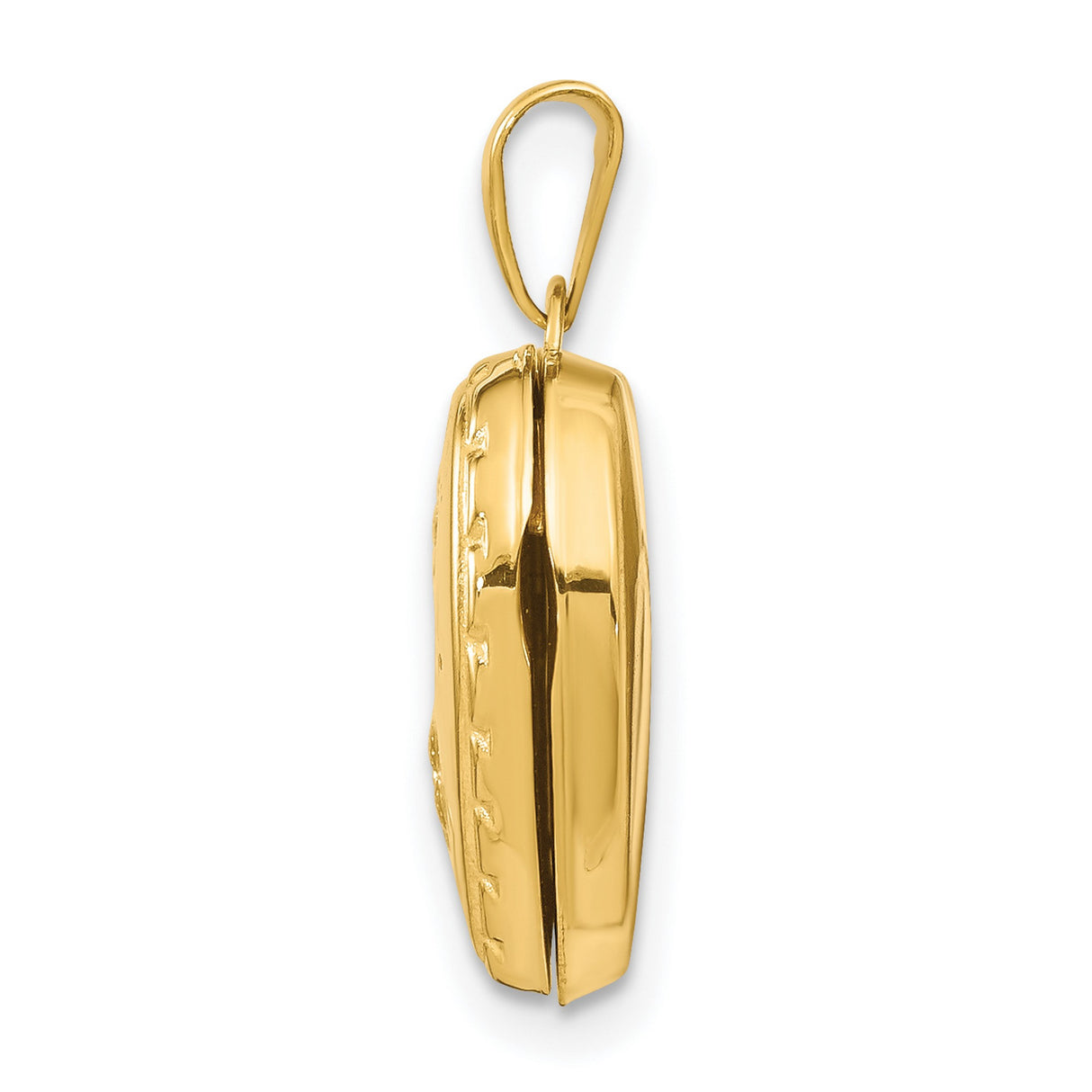 10k Yellow Gold Heart Locket Pendant with Floral Detail, Hinged Keepsake Jewelry for Women