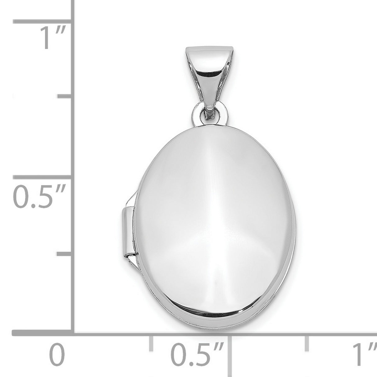10k White Gold Oval Locket Pendant, Smooth Polished Finish, Classic Minimalist Keepsake for Women