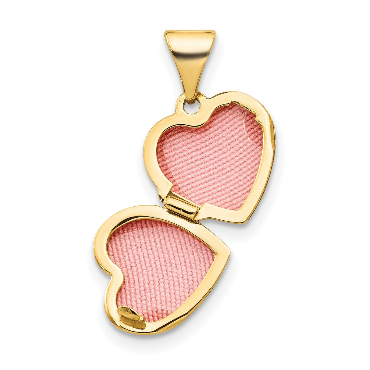 10k Yellow Gold Heart Locket Pendant, Polished Open Design Keepsake Jewelry for Women
