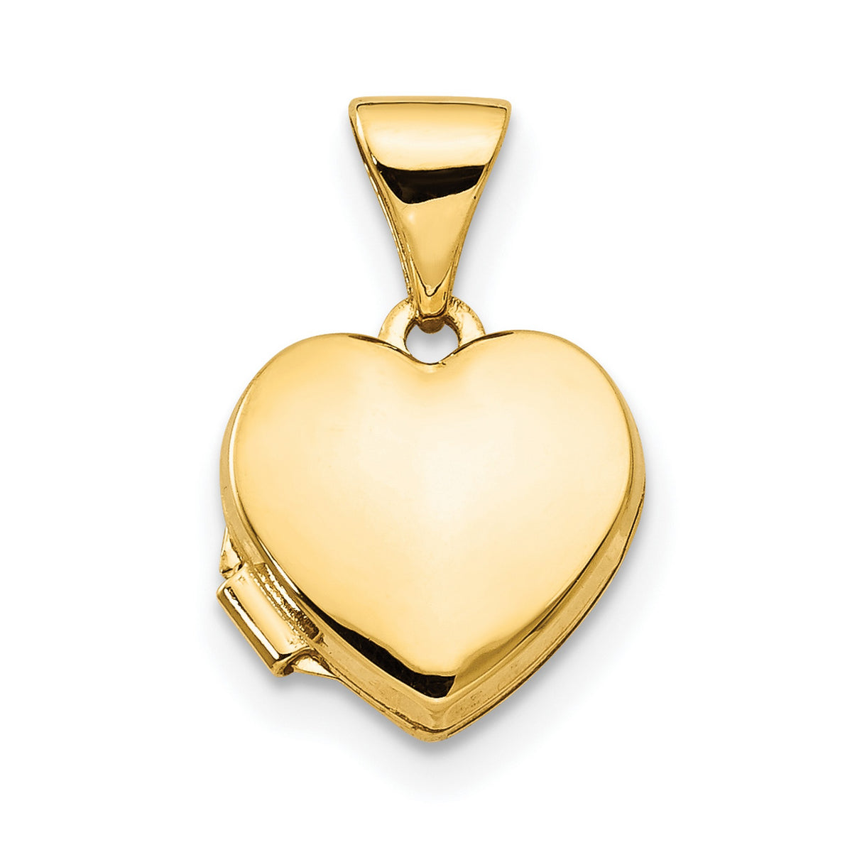 10k Yellow Gold Heart Locket Pendant, Polished Open Design Keepsake Jewelry for Women