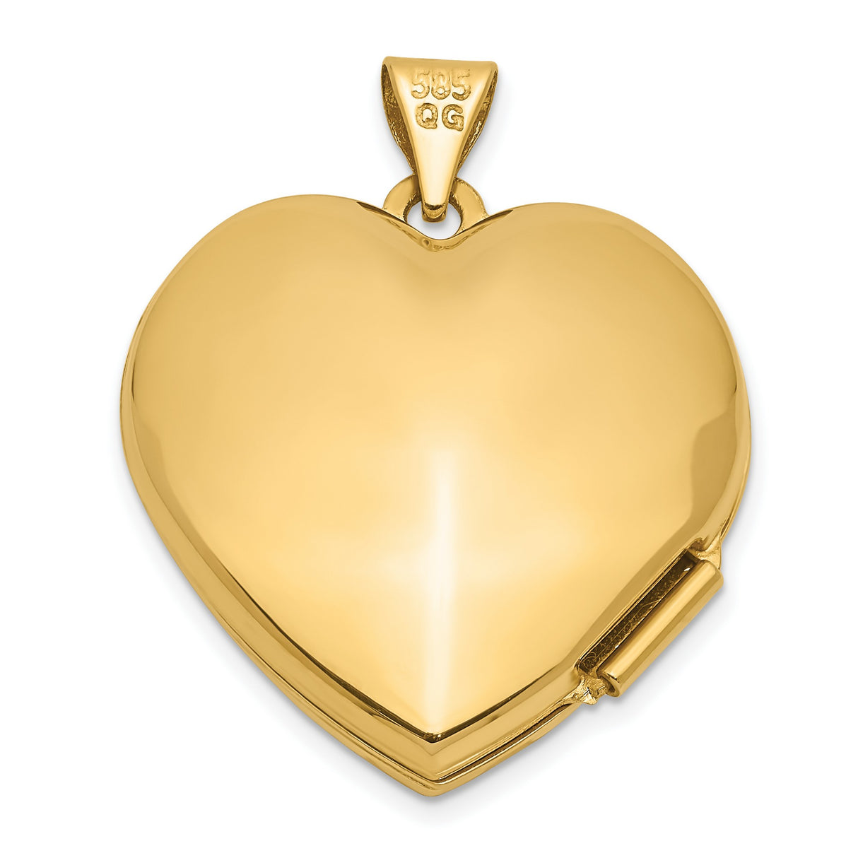 10k Yellow Gold Heart Locket Pendant with Hinged Design and Polished Finish for Women