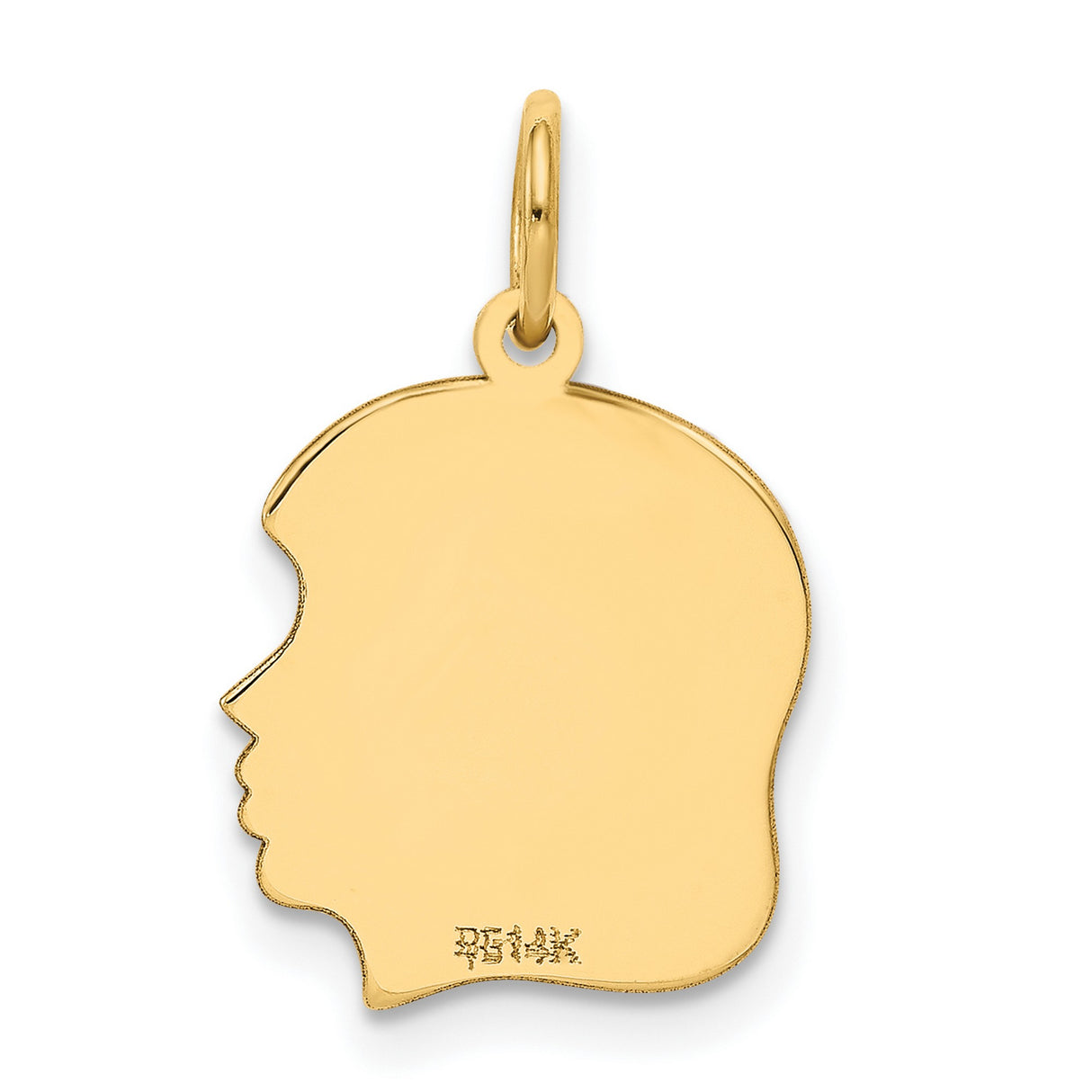 10k Yellow Gold Silhouette Pendant, Solid Profile Charm, Engraving Ready Keepsake Jewelry
