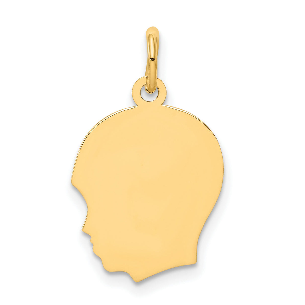 10k Yellow Gold Pendant with Head Profile Silhouette, Custom Motherhood Charm