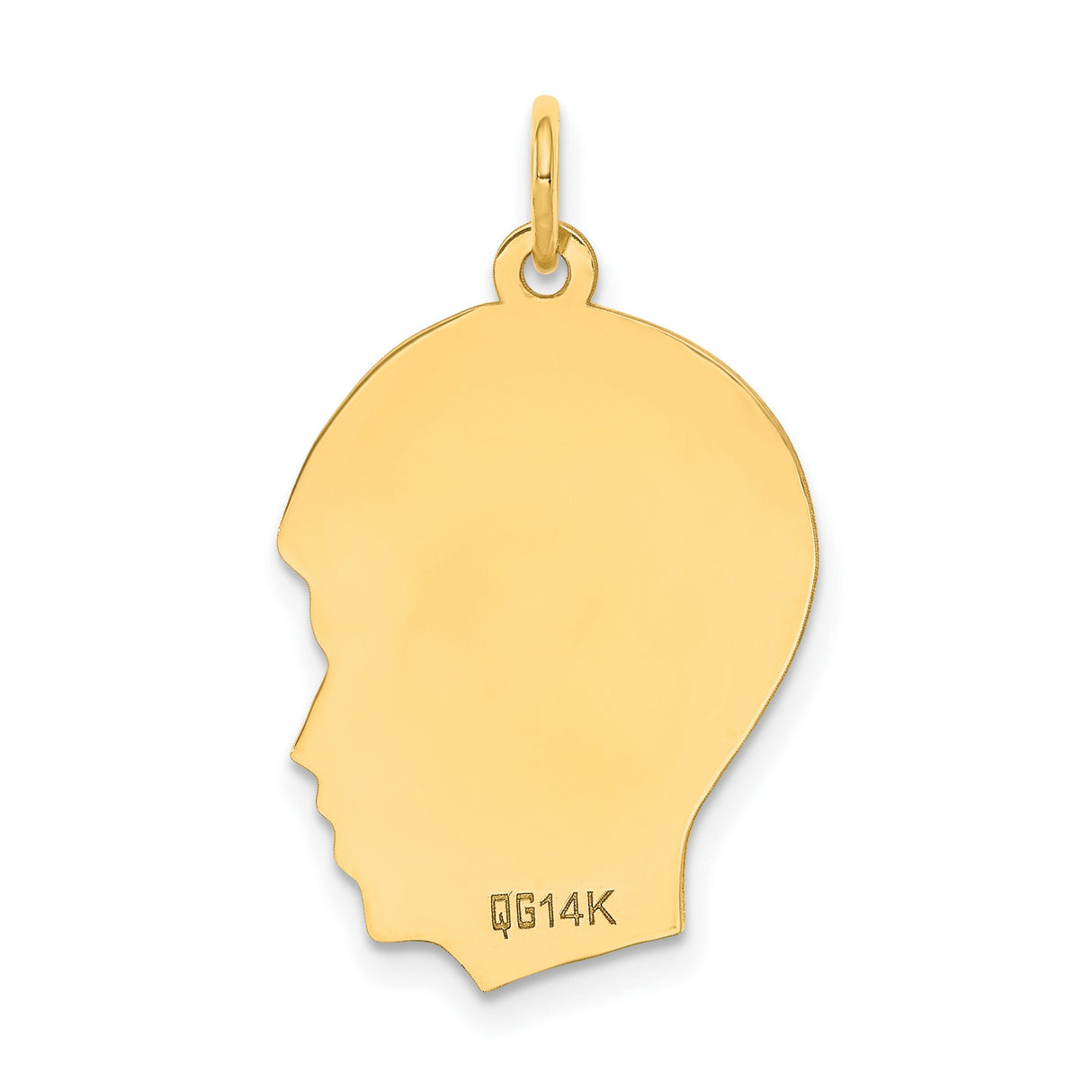 10k Yellow Gold Boy Silhouette Pendant, Polished Head Profile Charm, Motherhood Keepsake Jewelry