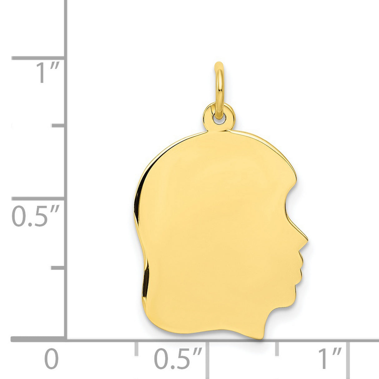 10k Yellow Gold Girl Face Silhouette Pendant, Engraving Ready Memorial Keepsake Charm