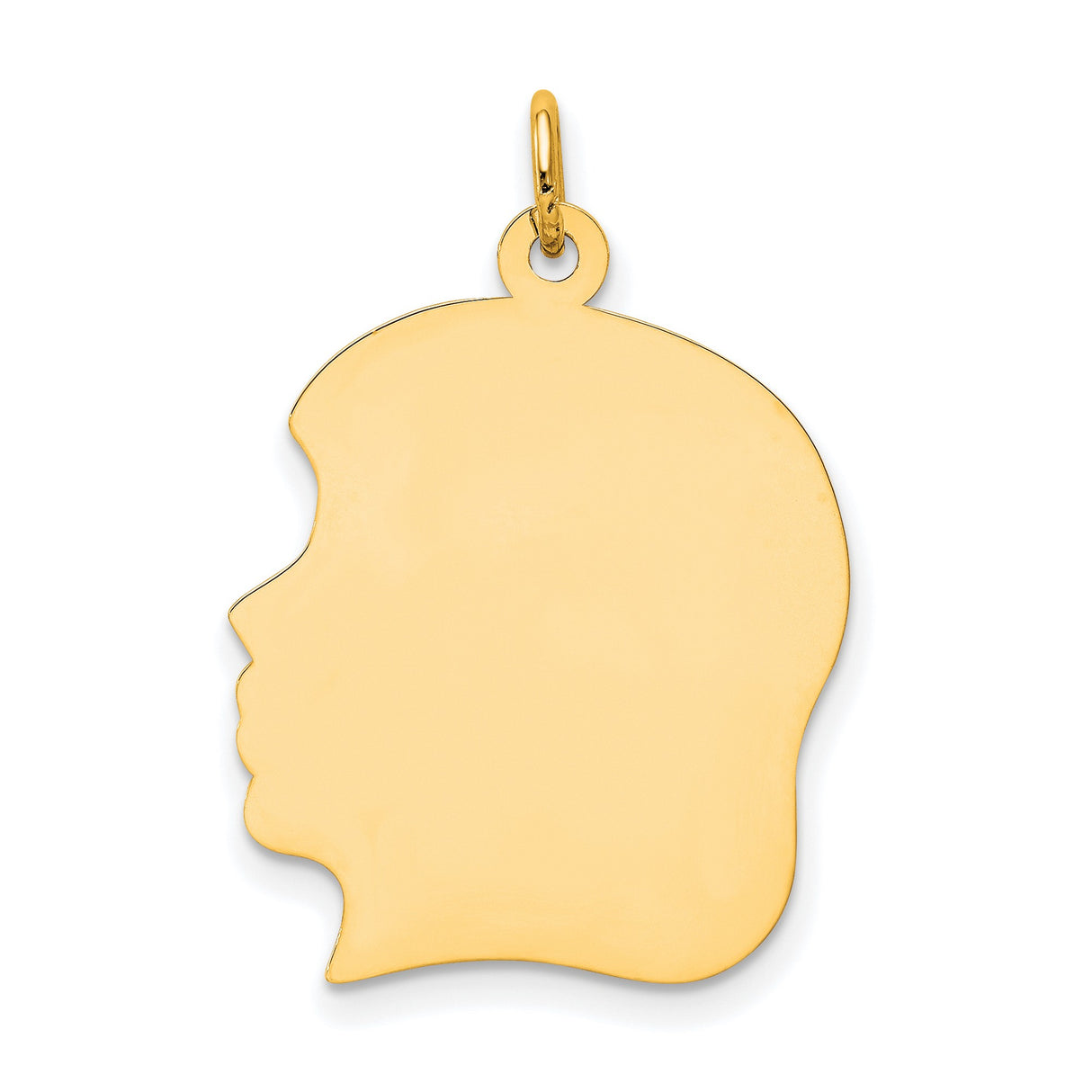 10k Yellow Gold Silhouette Pendant, Unisex Head Profile Charm, Memorial Keepsake Jewelry