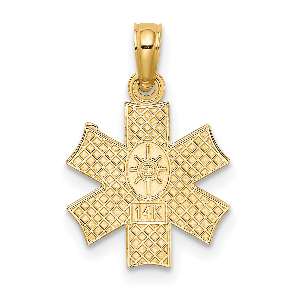 10k Yellow Gold Star of Life Pendant with Rod of Asclepius Symbol