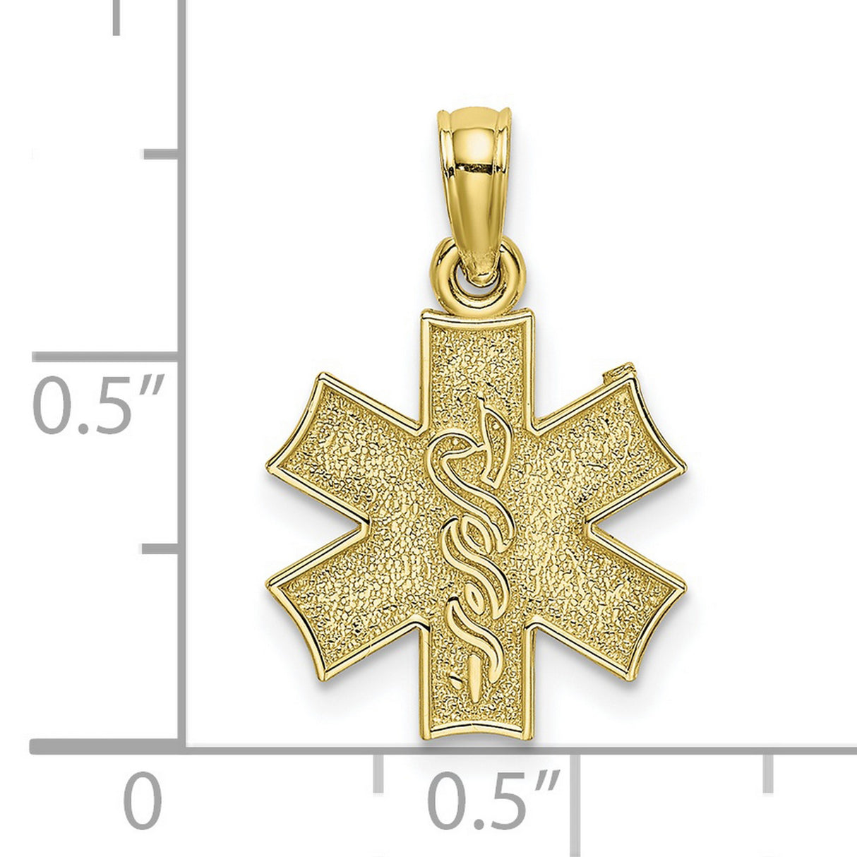 10k Yellow Gold Star of Life Pendant with Rod of Asclepius Symbol