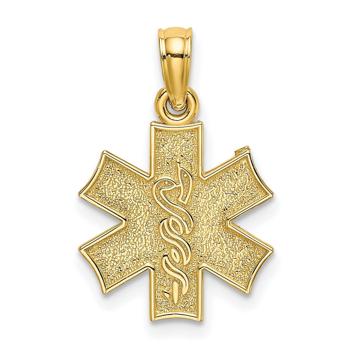 10k Yellow Gold Star of Life Pendant with Rod of Asclepius Symbol