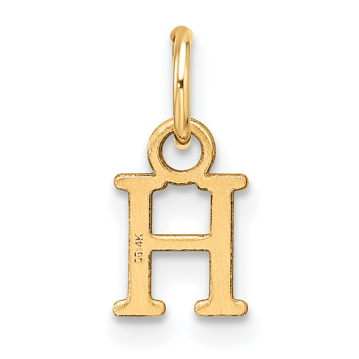 10k Yellow Gold Pendant, Polished Initial H Letter Charm, Unisex Monogram Jewelry