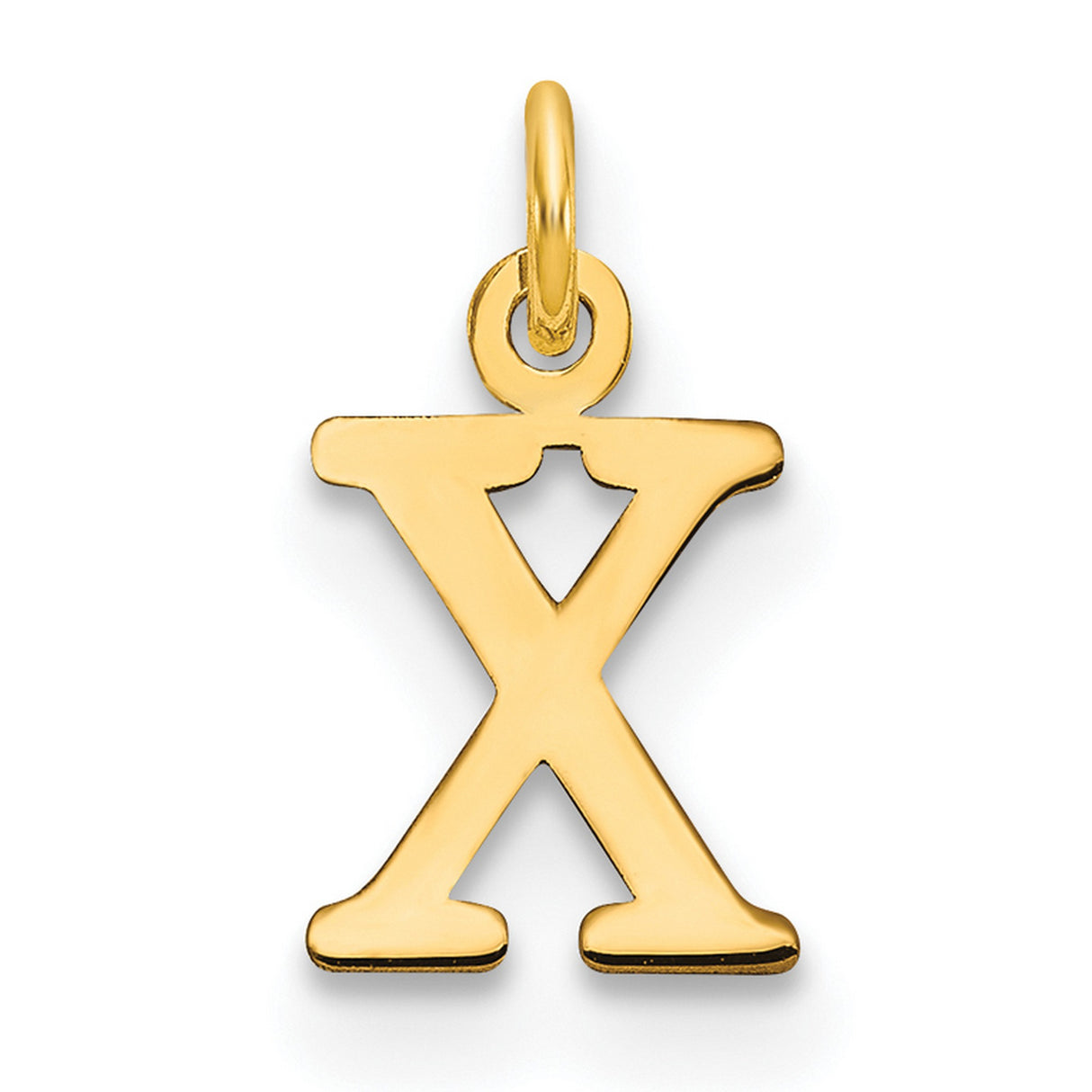 Cutout Letter X Initial Charm Pendant in Real 10k Yellow Gold