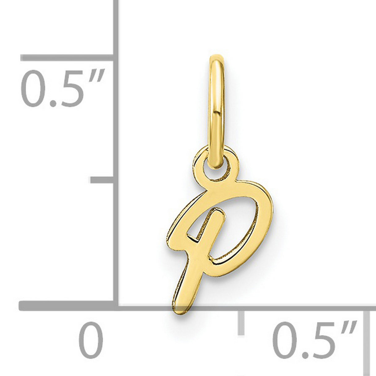10k Yellow Gold Pendant, Lowercase Letter P Script Charm for Women