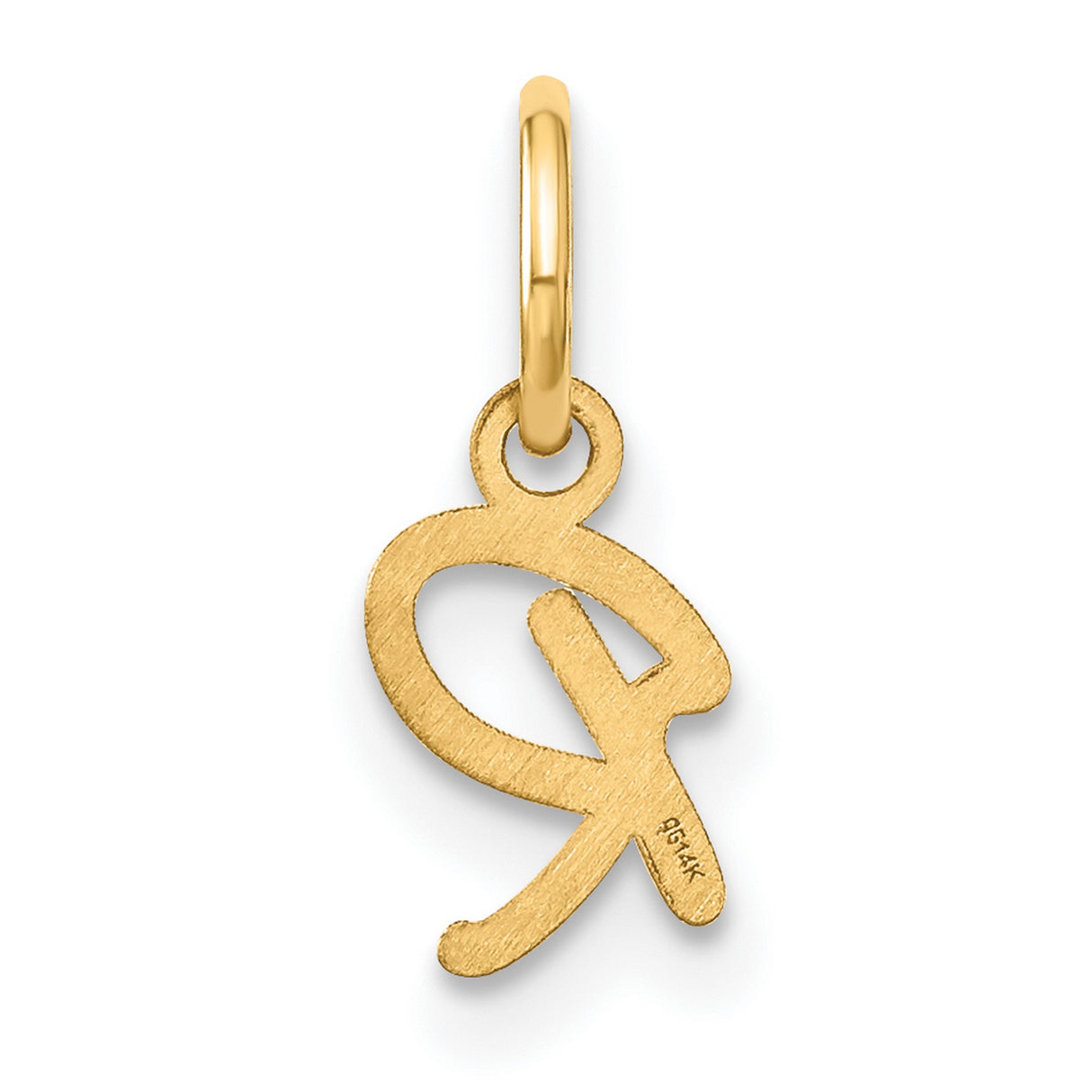 10k Yellow Gold Letter R Pendant, Script Cursive Initial Charm for Women
