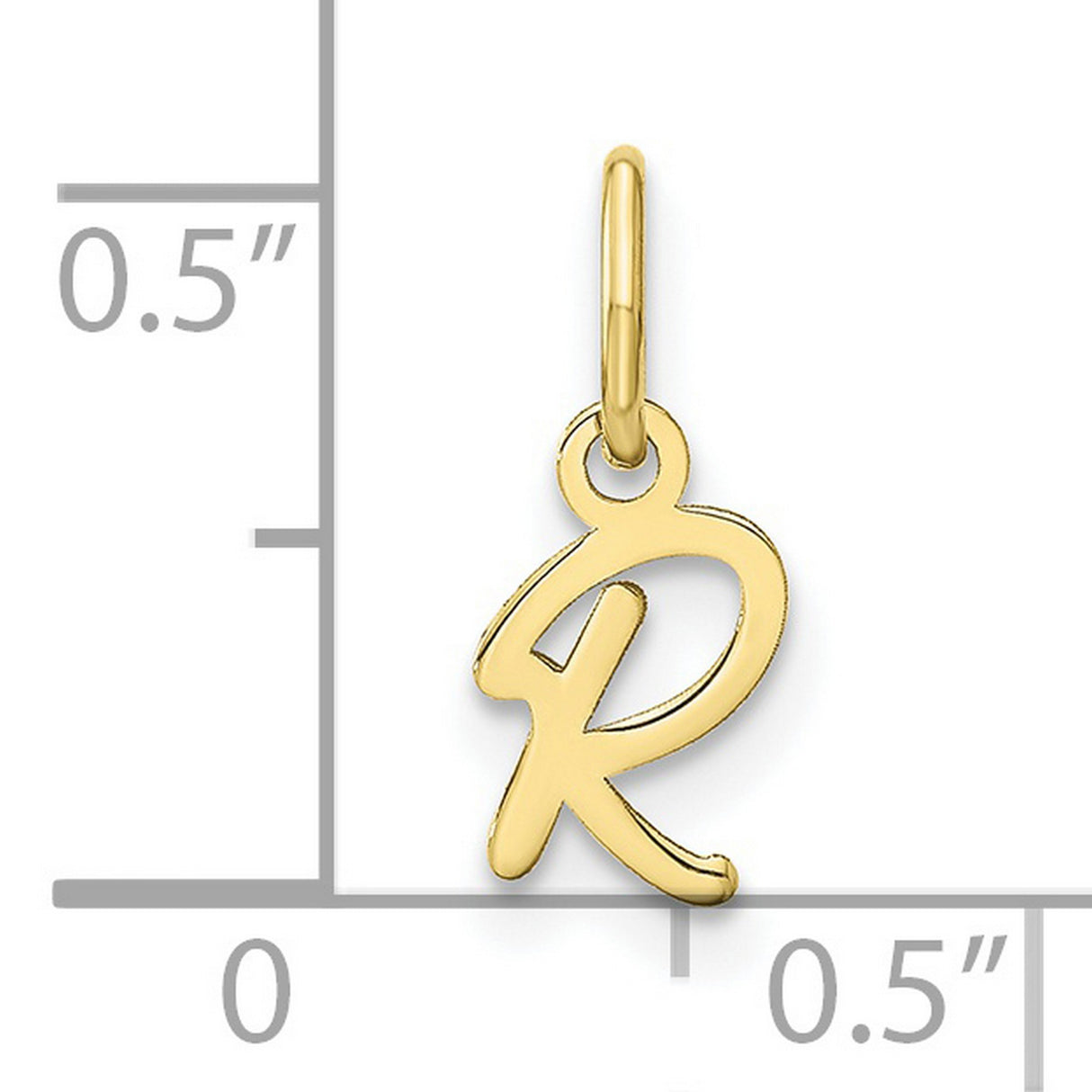 10k Yellow Gold Letter R Pendant, Script Cursive Initial Charm for Women
