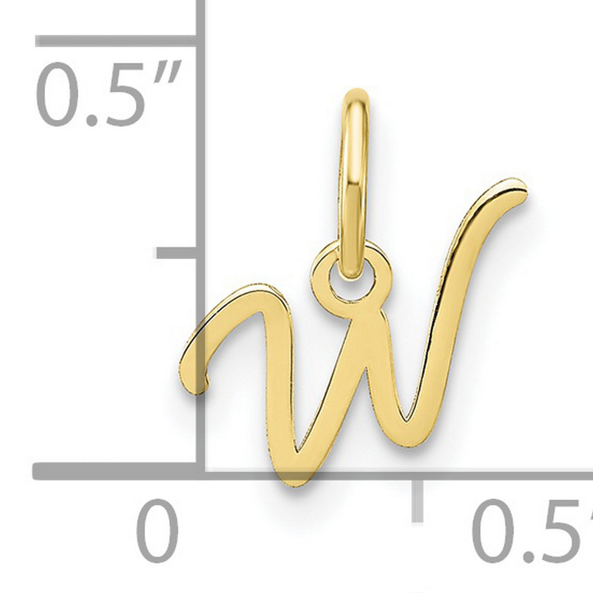 10k Yellow Gold Initial Pendant Charm W, Script Letter Design for Women or Unisex Wear