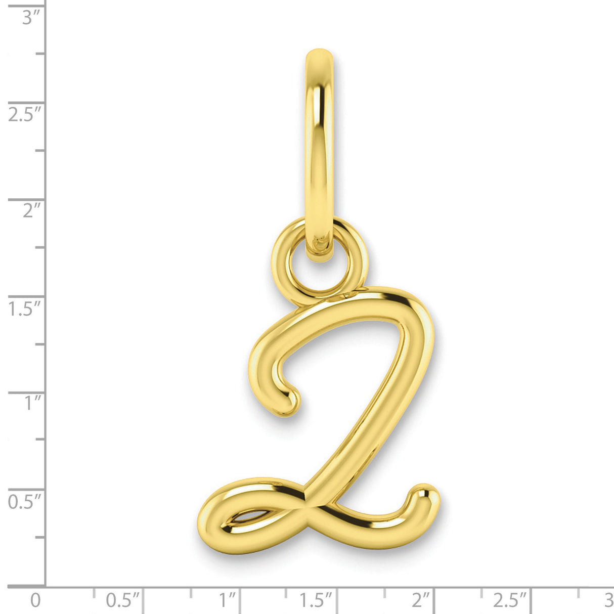 10k Yellow Gold Initial Z Pendant, Script Letter Charm, Flat Polished Alphabet Design for Women or Unisex