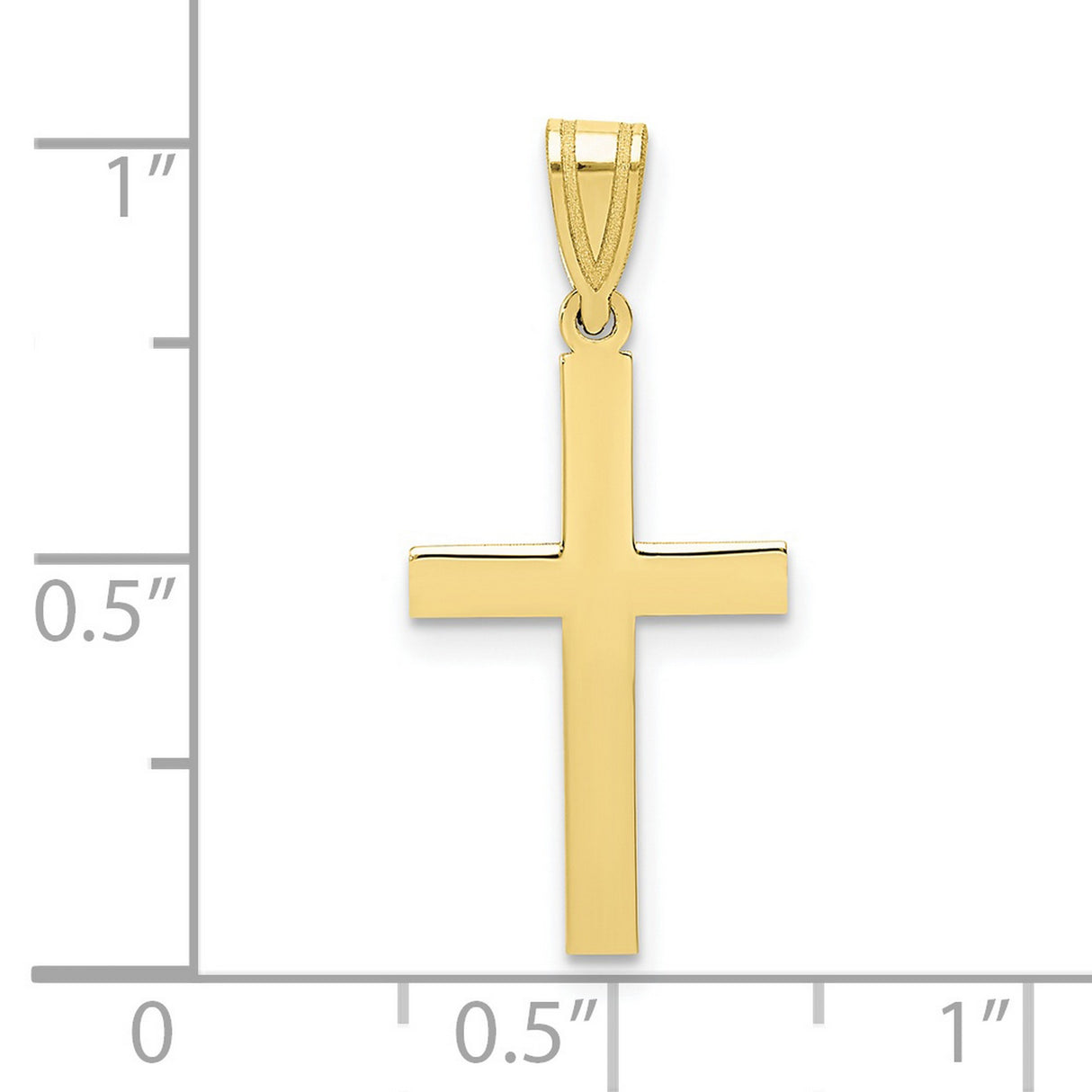 10k Yellow Gold Cross Pendant with Brushed Finish and Beveled Edge