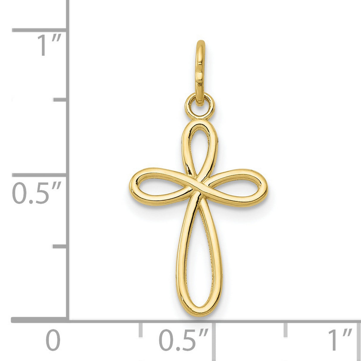 10k Yellow Gold Cross Pendant with Openwork Design and Polished Finish for Men and Women