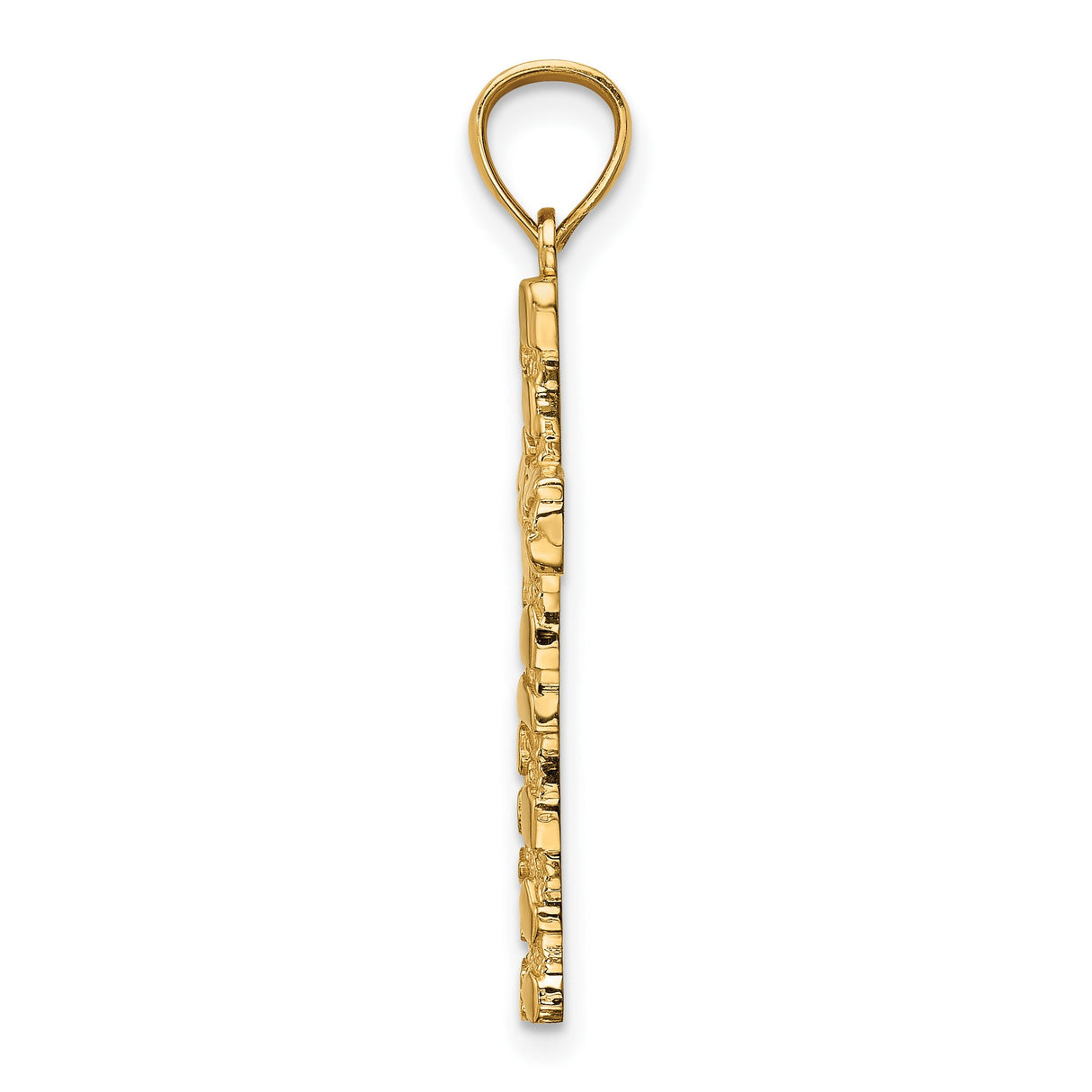 10k Yellow Gold Cross Pendant with Textured Pebble Finish, Rugged Artisan Style for Men and Women