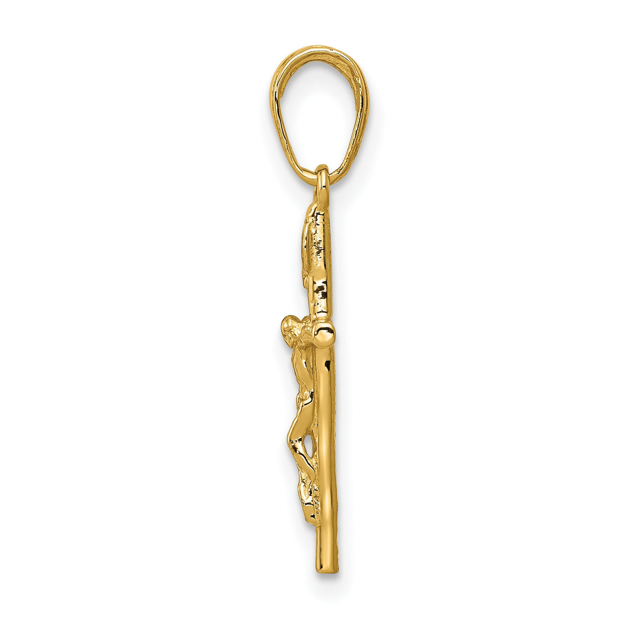 10k Yellow Gold Crucifix Cross Pendant, INRI Religious Charm for Men and Women