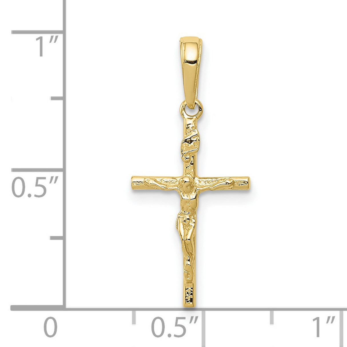 10k Yellow Gold Crucifix Cross Pendant, INRI Religious Charm for Men and Women