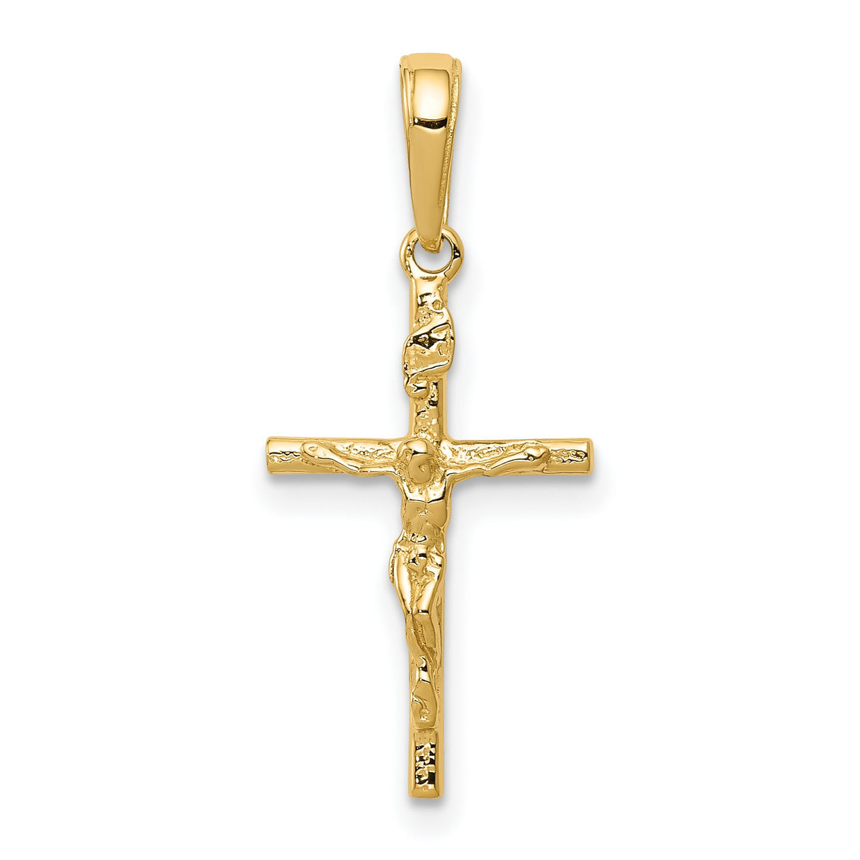 10k Yellow Gold Crucifix Cross Pendant, INRI Religious Charm for Men and Women