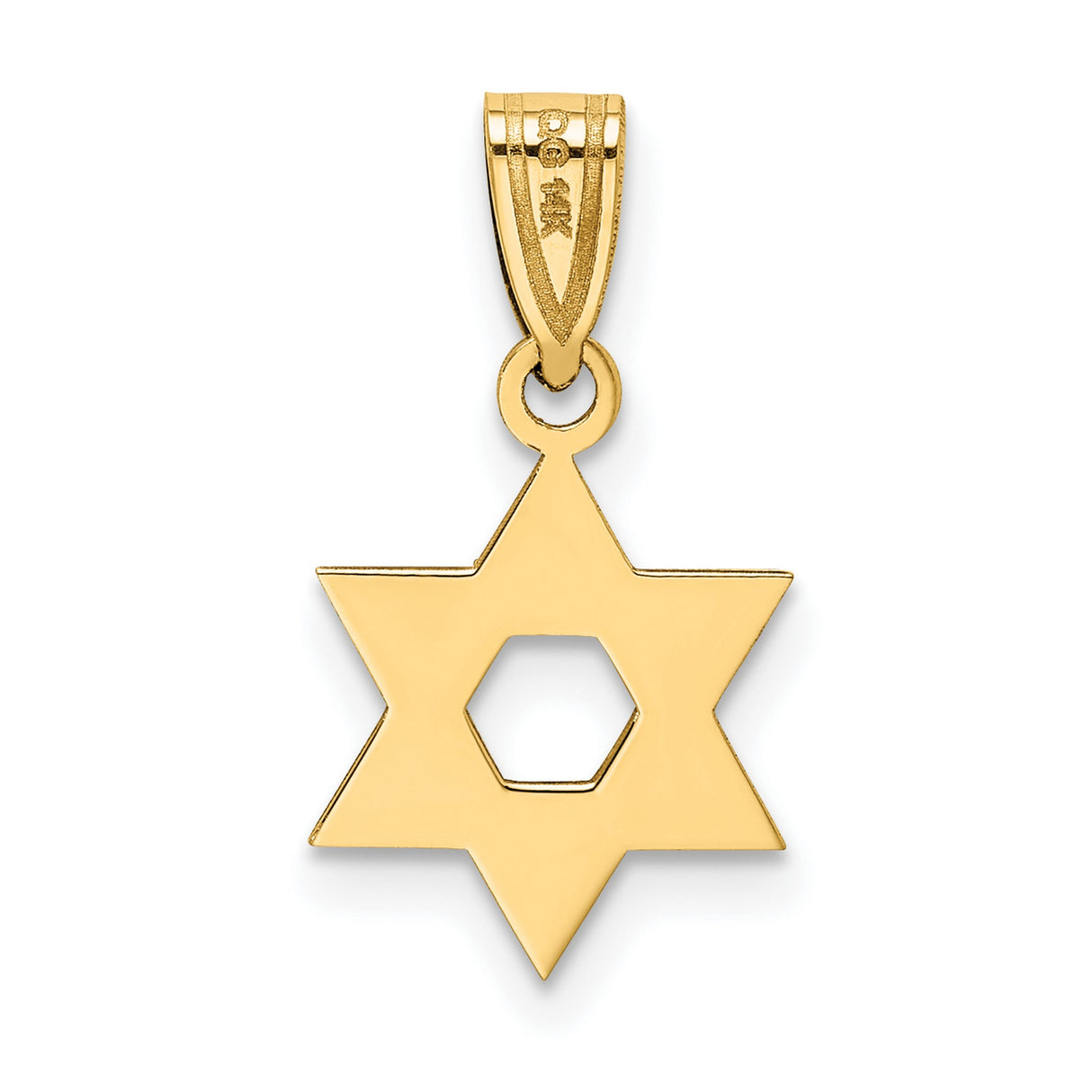 10k Yellow Gold Star of David Pendant with Interlocking Hexagram Design