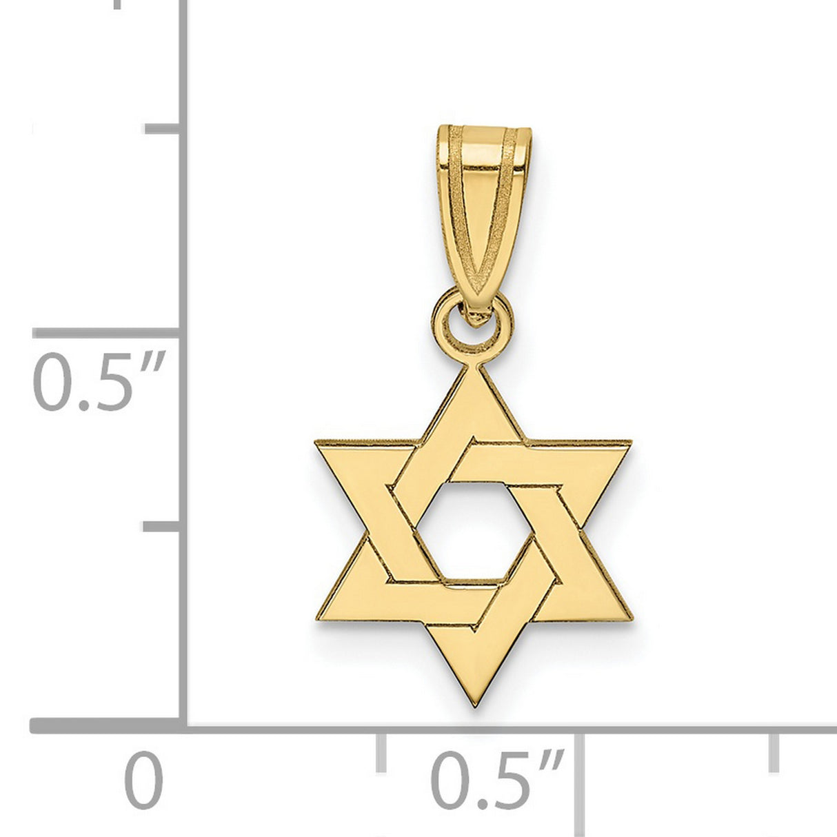 10k Yellow Gold Star of David Pendant with Interlocking Hexagram Design