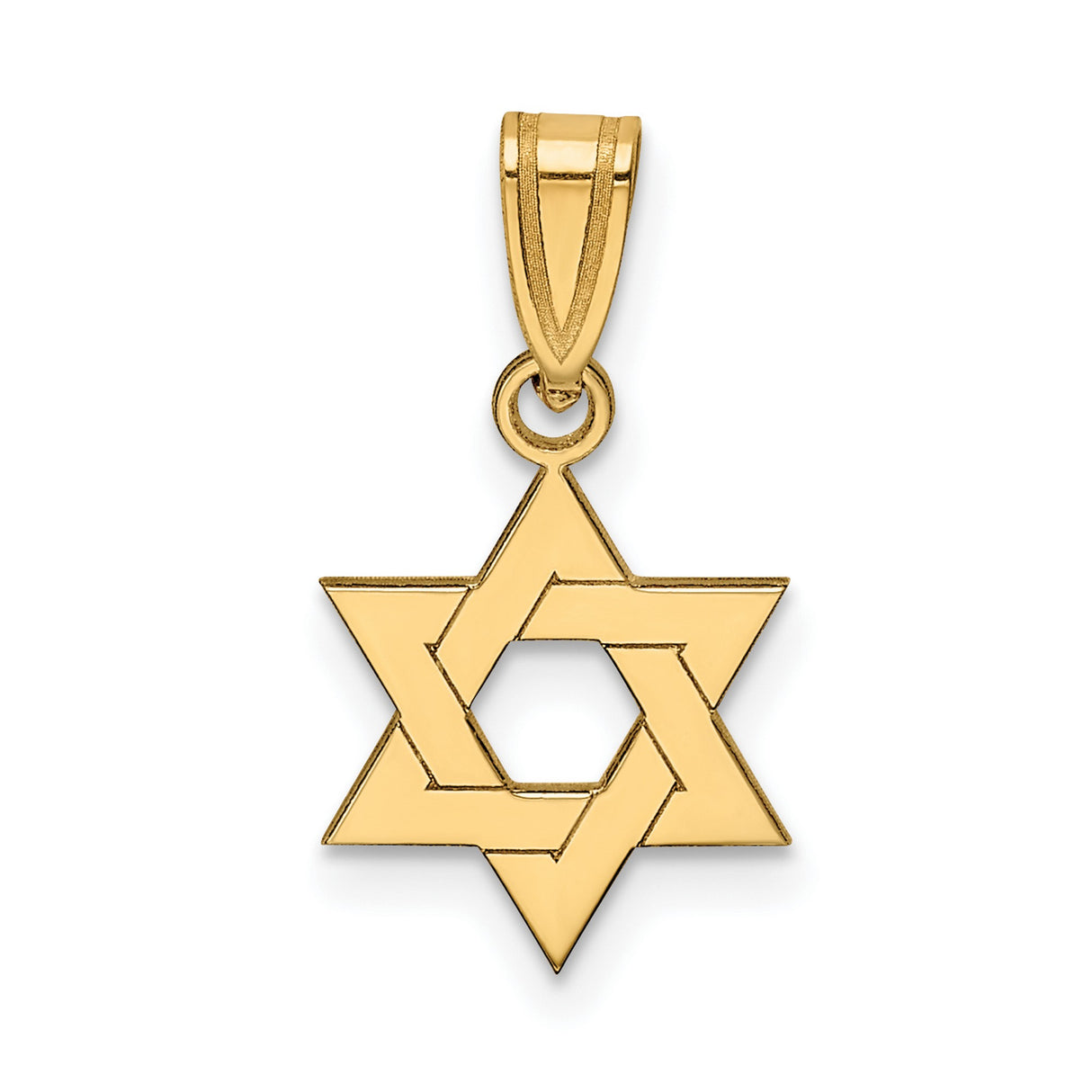 10k Yellow Gold Star of David Pendant with Interlocking Hexagram Design