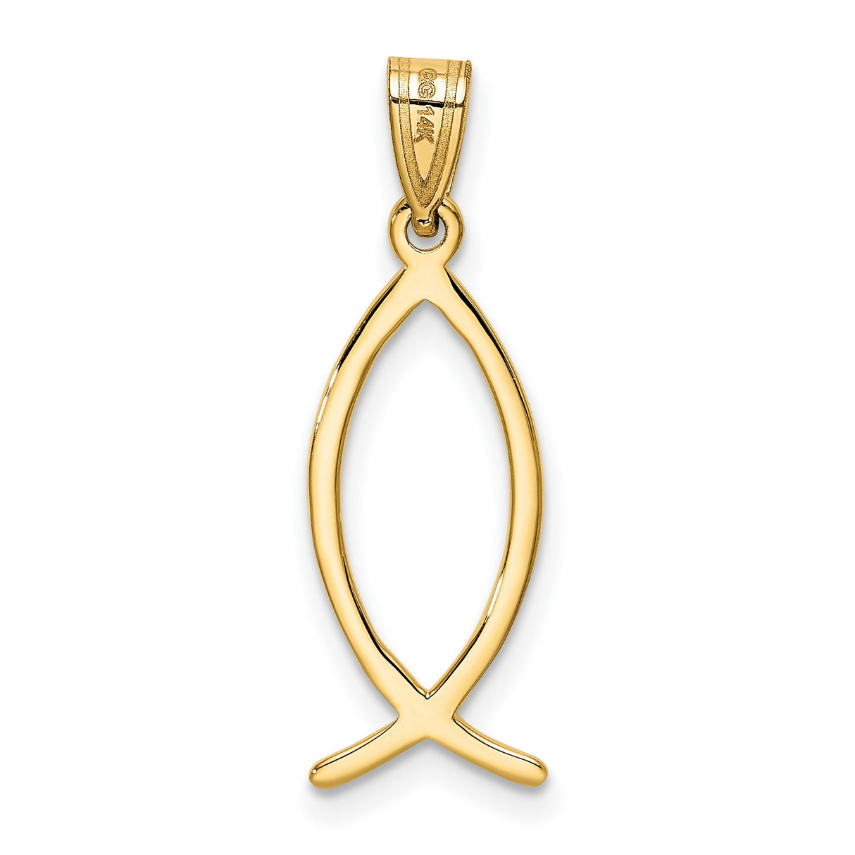 10k Yellow Gold Ichthys Fish Pendant, Minimalist Christian Symbol for Women and Unisex Wear