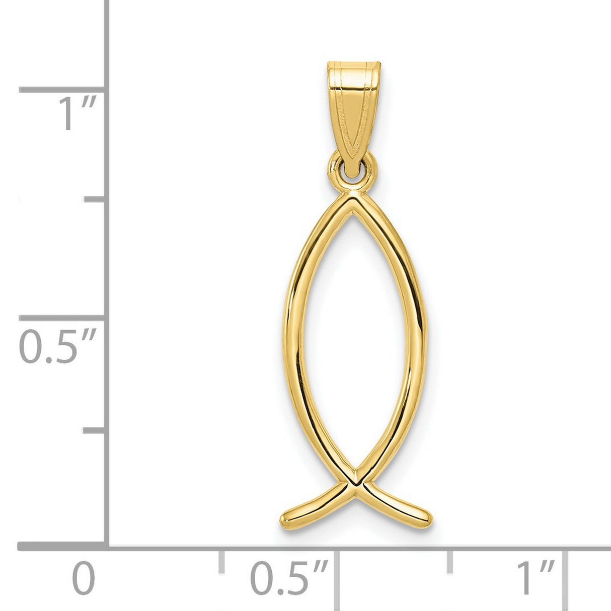 10k Yellow Gold Ichthys Fish Pendant, Minimalist Christian Symbol for Women and Unisex Wear