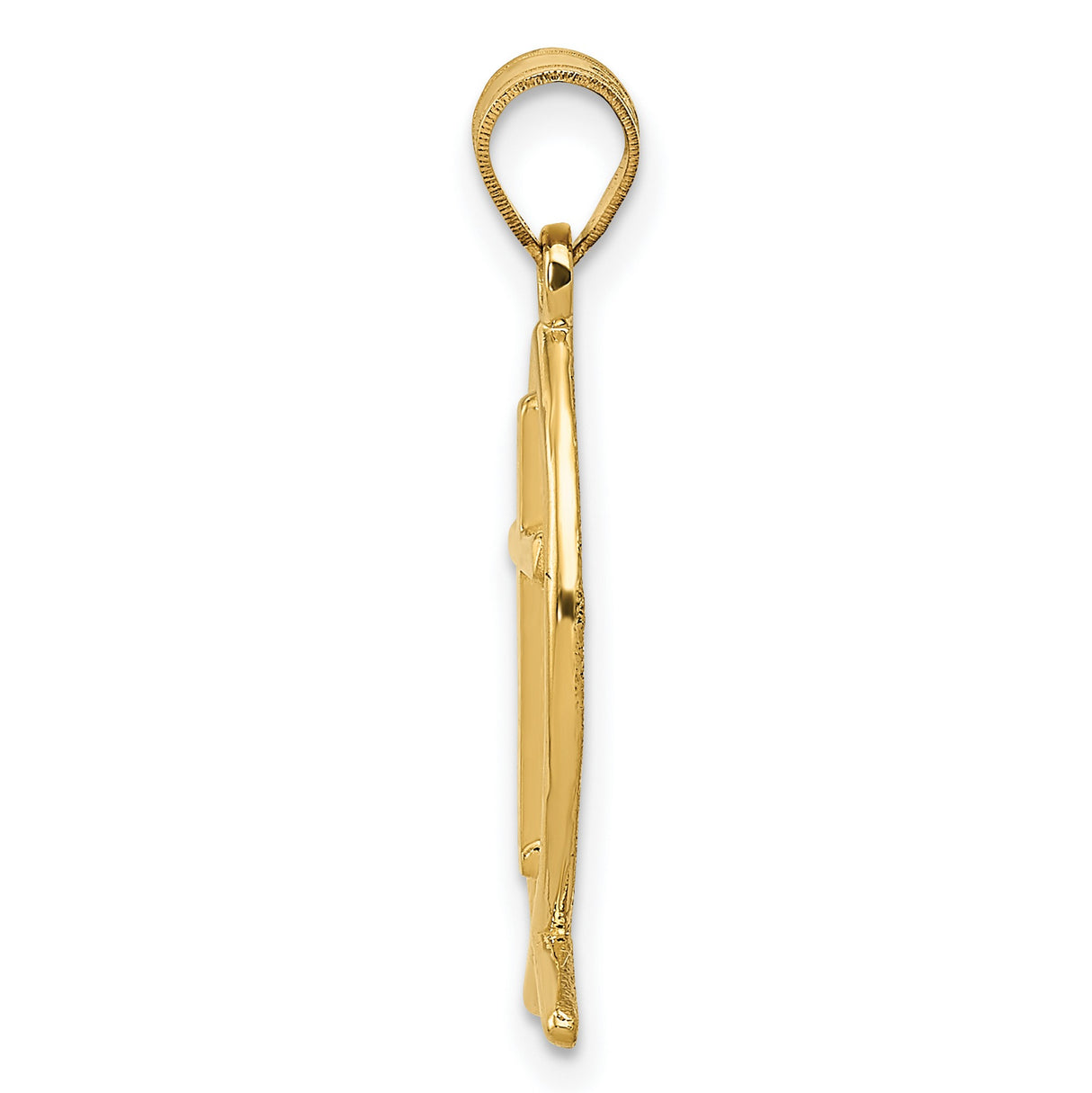 10k Yellow Gold Ichthys Fish Pendant with Cross Symbol, Christian Religious Charm