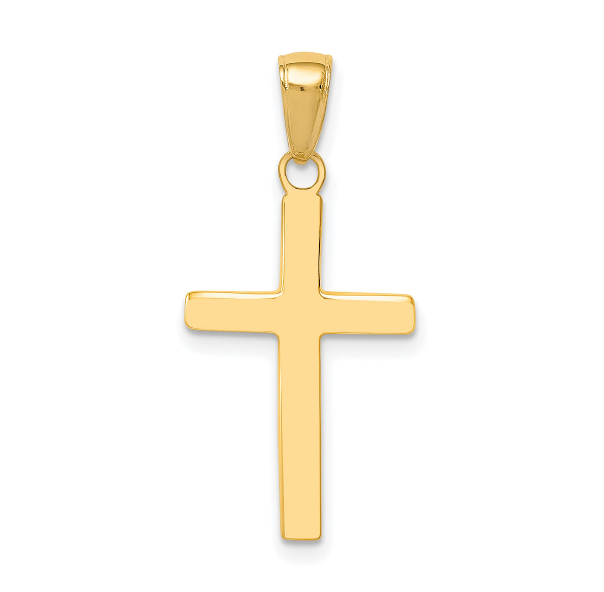 10k Yellow Gold Cross Pendant, Classic Latin Design Religious Charm for Men and Women